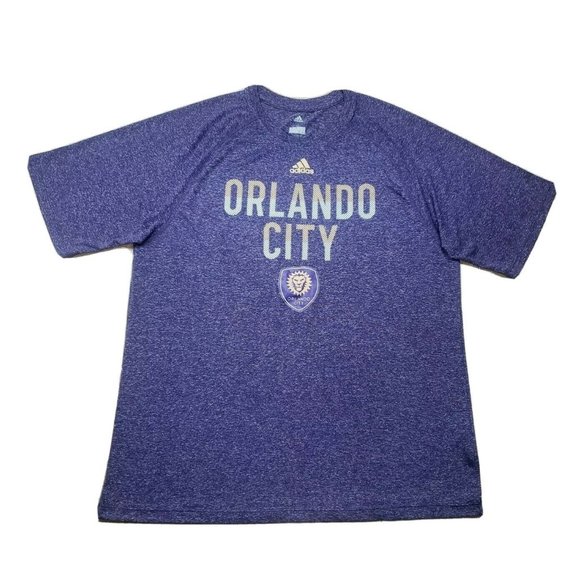 Adidas Mens Climalite Performance T Shirt Large Space Dye Purple Orlando City FC - Picture 1 of 9